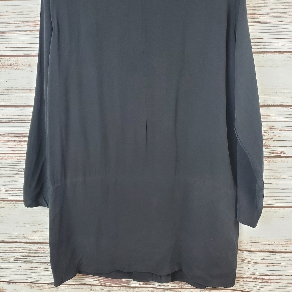 John Mark Womens Large 100% Black Silk Oversized Lightweight Zip Jacket - Picture 8 of 11